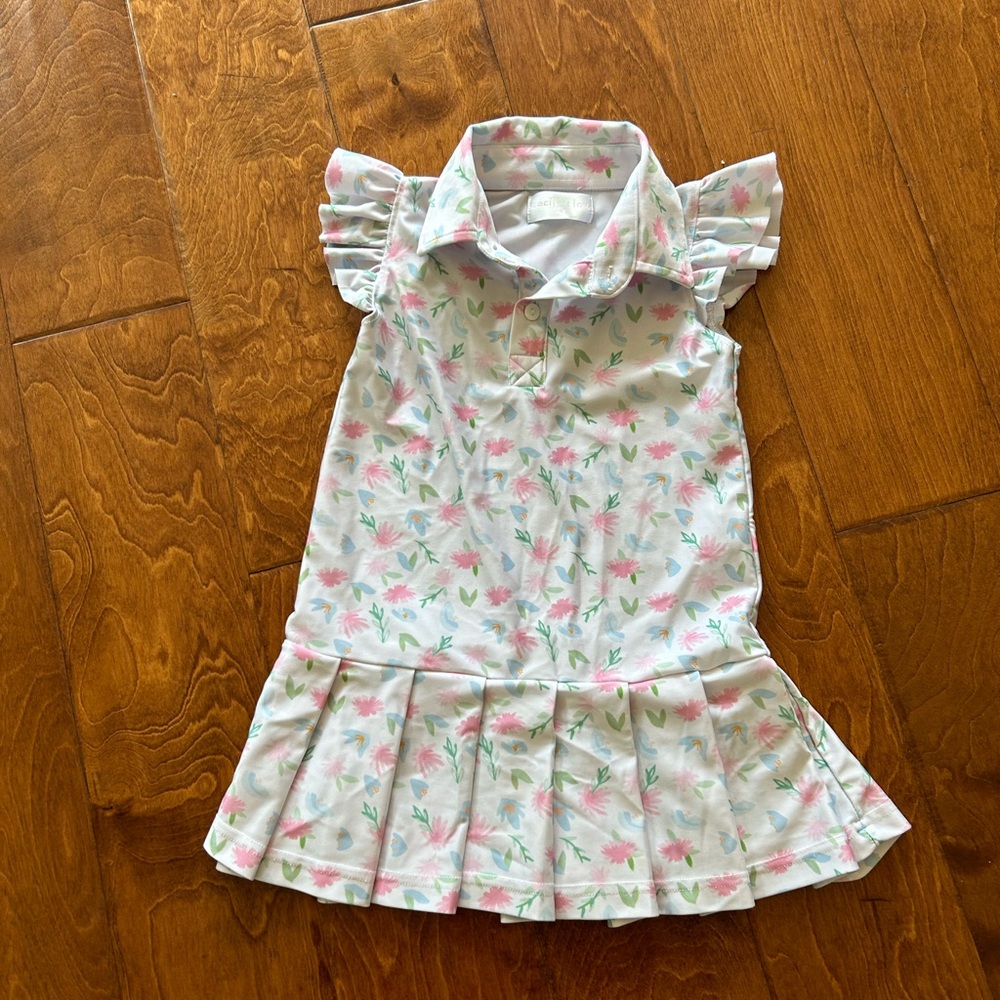 Floral Kids Casual Dress - Pink and Green